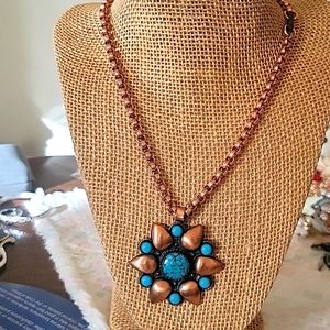Vintage Southwestern Handmade Copper Pendant & Chain